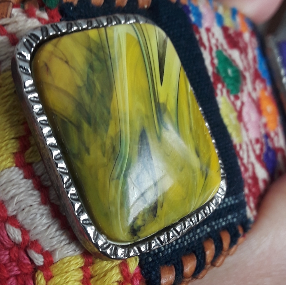Multi-color Leather Embroidered Belt Size Small - Picture 3 of 12